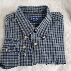 MENS IZOD BUTTON DOWN PLAID SHIRT